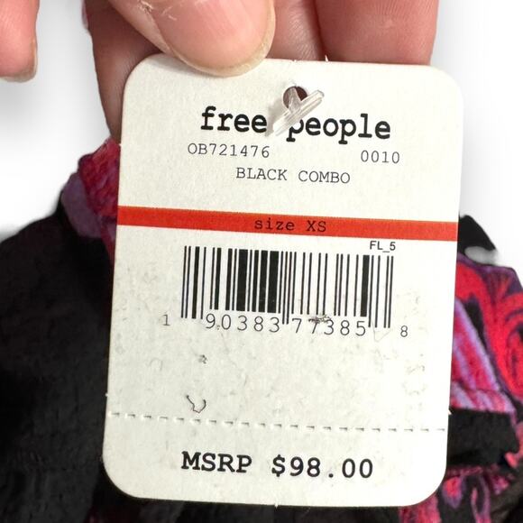 NWT Intimately Free People Black Pink Symphony Bell Sleeve Mini Dress Womens XS - Picture 11 of 11